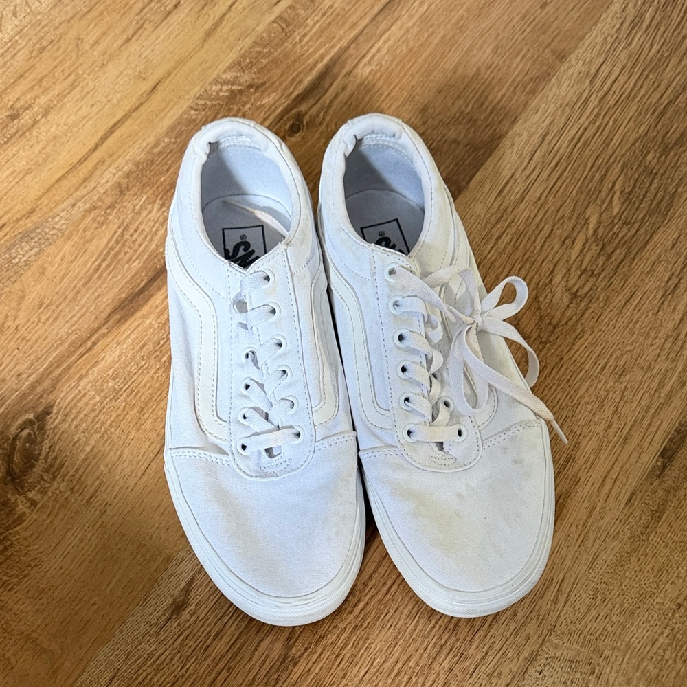 Vans Women's All-White Lace-Up Sneakers